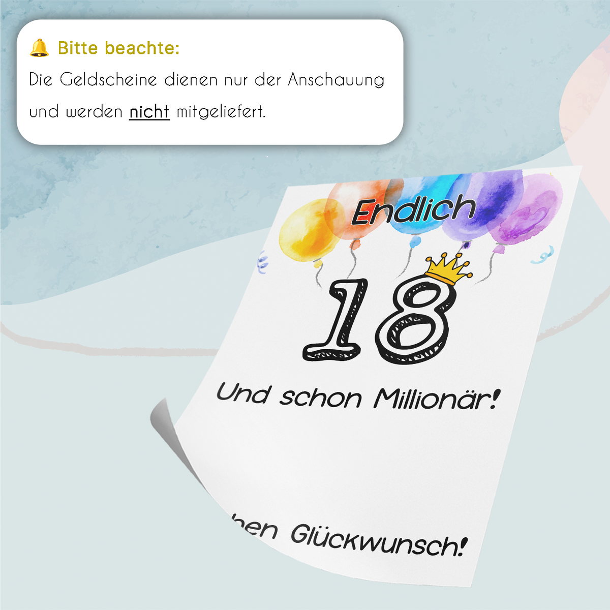 Geldgeschenk 18. Geburtstag Jungen Mädchen Lustiges Geburtstagsgeschenk Witzige Geschenkidee Geld verschenken Sohn Tochter 18 Jahre Geschenk