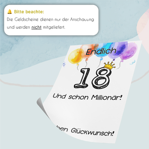 Geldgeschenk 18. Geburtstag Jungen Mädchen Lustiges Geburtstagsgeschenk Witzige Geschenkidee Geld verschenken Sohn Tochter 18 Jahre Geschenk