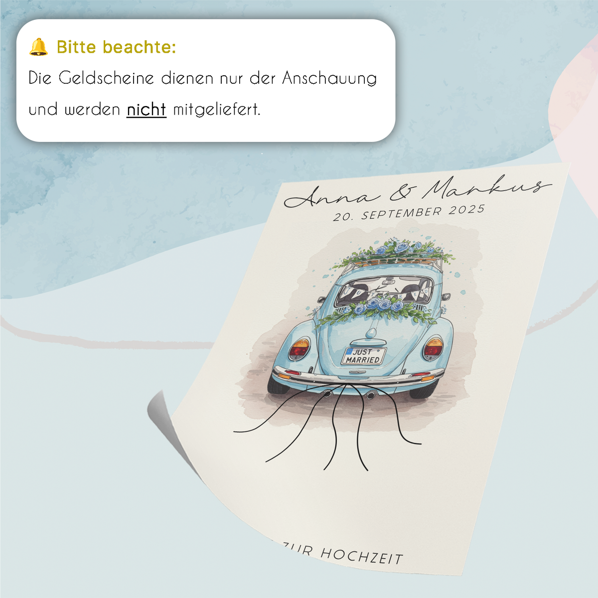 Hochzeitsauto Geldgeschenk Personalisiert Hochzeitsgeschenk personalisierbar Brautpaar Hochzeit
