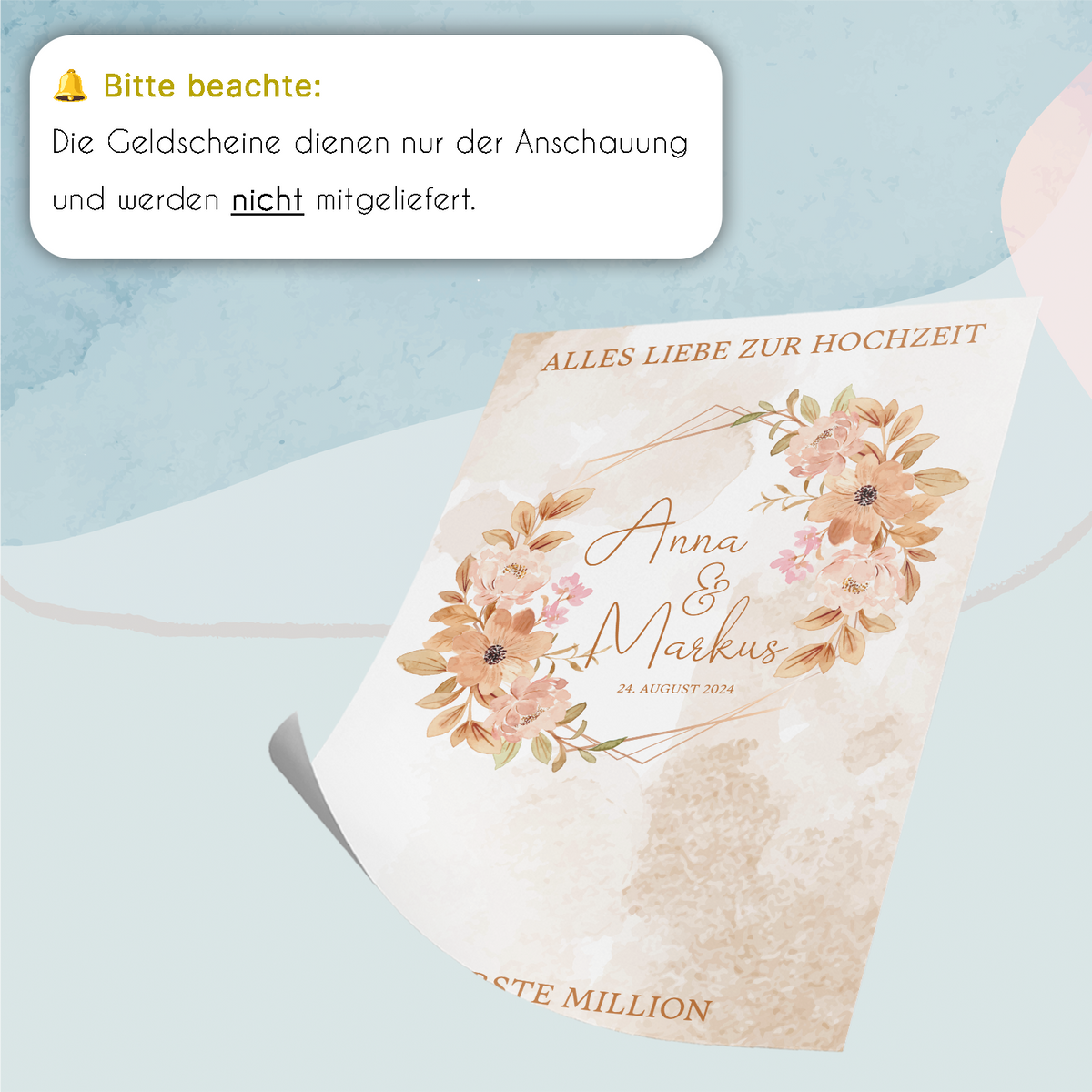 Geldgeschenk Personalisiertes Hochzeitsgeschenk für Brautpaar Hochzeit Geld kreativ verschenken