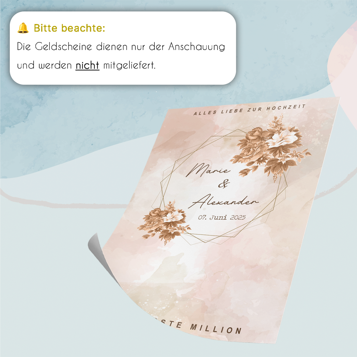 Geldgeschenk Personalisiertes Hochzeitsgeschenk für Brautpaar Hochzeit Geld verschenken