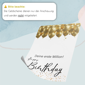 Geldgeschenk Geburtstag | erste Million | Geburtstagsgeschenk Männer Frauen Lustige Geschenkidee Geld verschenken