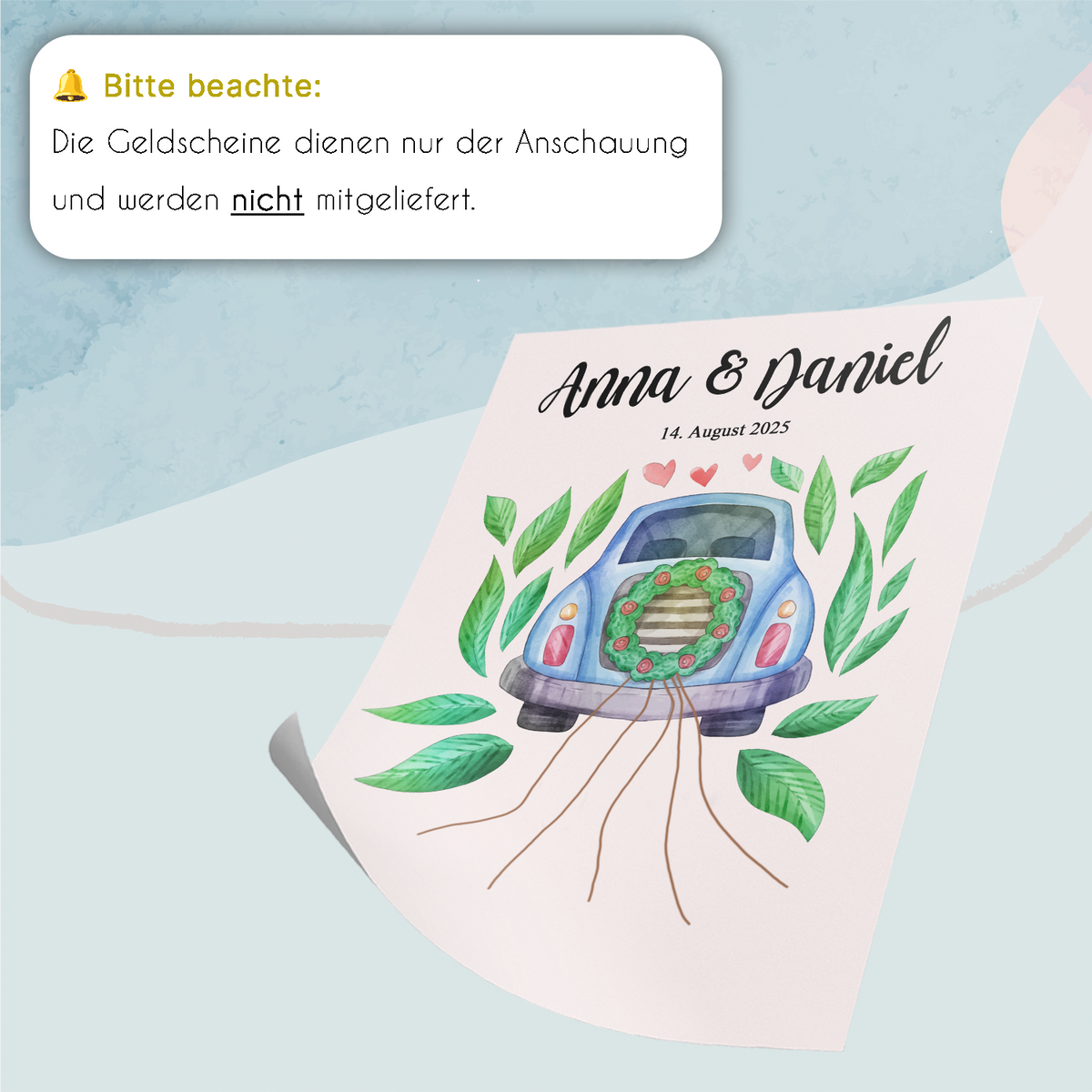 Personalisiertes Geldgeschenk Hochzeitsgeschenk personalisierbar