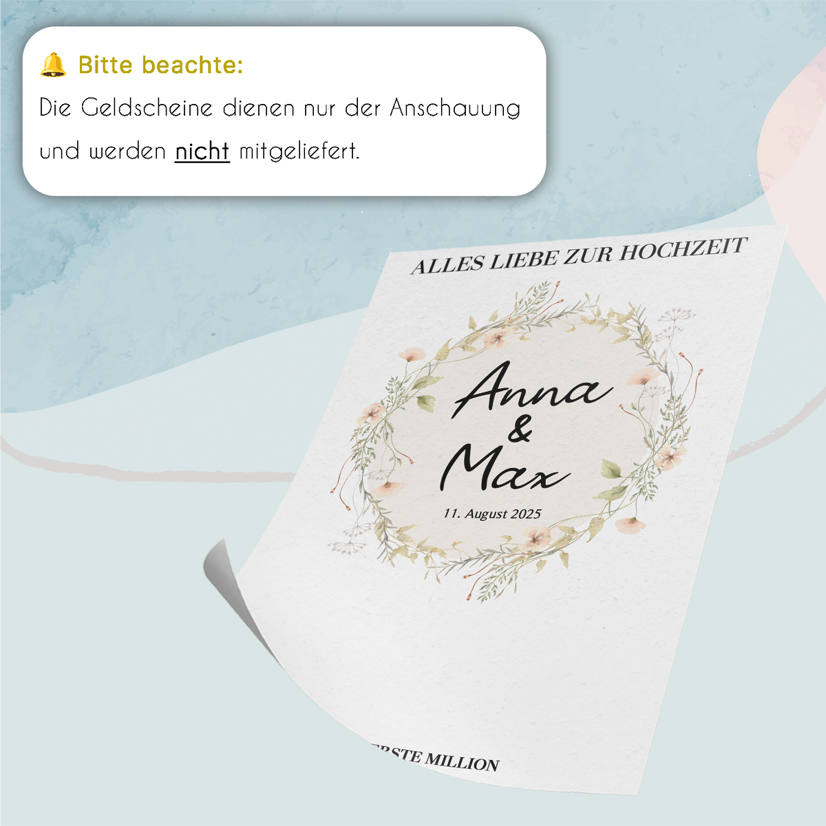 Hochzeitsgeschenk Personalisierbar Geldgeschenk Brautpaar Geld Hochzeit personalisiert