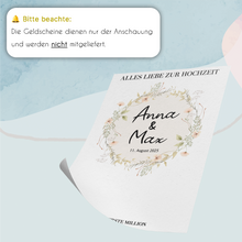 Laden Sie das Bild in den Galerie-Viewer, Hochzeitsgeschenk Personalisierbar Geldgeschenk Brautpaar Geld Hochzeit personalisiert

