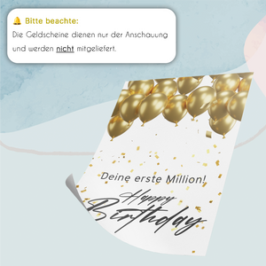 Geldgeschenk zum Geburtstag | Deine erste Million | Geburtstagsgeschenk Mann Frau Lustige Geschenkidee Geld kreativ verschenken Happy Birthday Luftballon