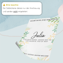 Laden Sie das Bild in den Galerie-Viewer, Personalisiertes Geldgeschenk zum 20. Geburtstag Geld Geschenkidee personalisierbar Geburtstagskarte
