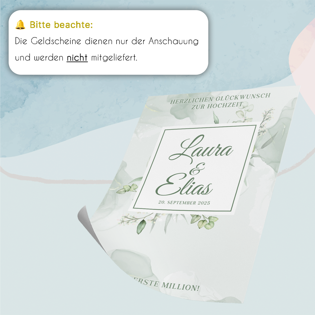 Personalisiertes Hochzeitsgeschenk Geldgeschenk Brautpaar Hochzeit Geld verschenken