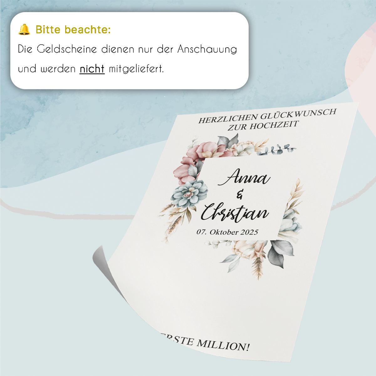 Personalisiertes Geldgeschenk Hochzeitsgeschenk Brautpaar Hochzeit Geld