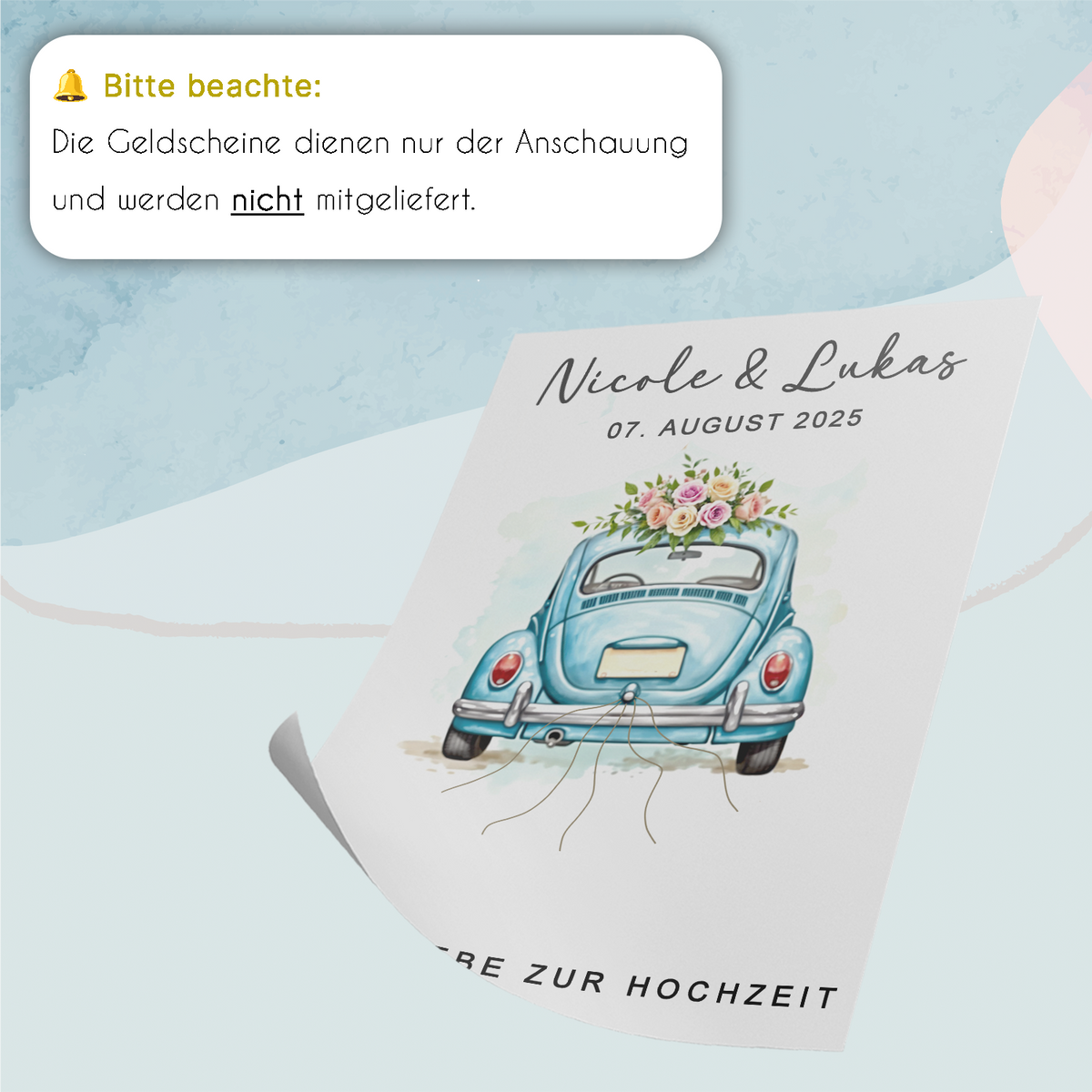 Hochzeitsauto Geldgeschenk Personalisiert Hochzeitsgeschenk personalisierbar Brautpaar