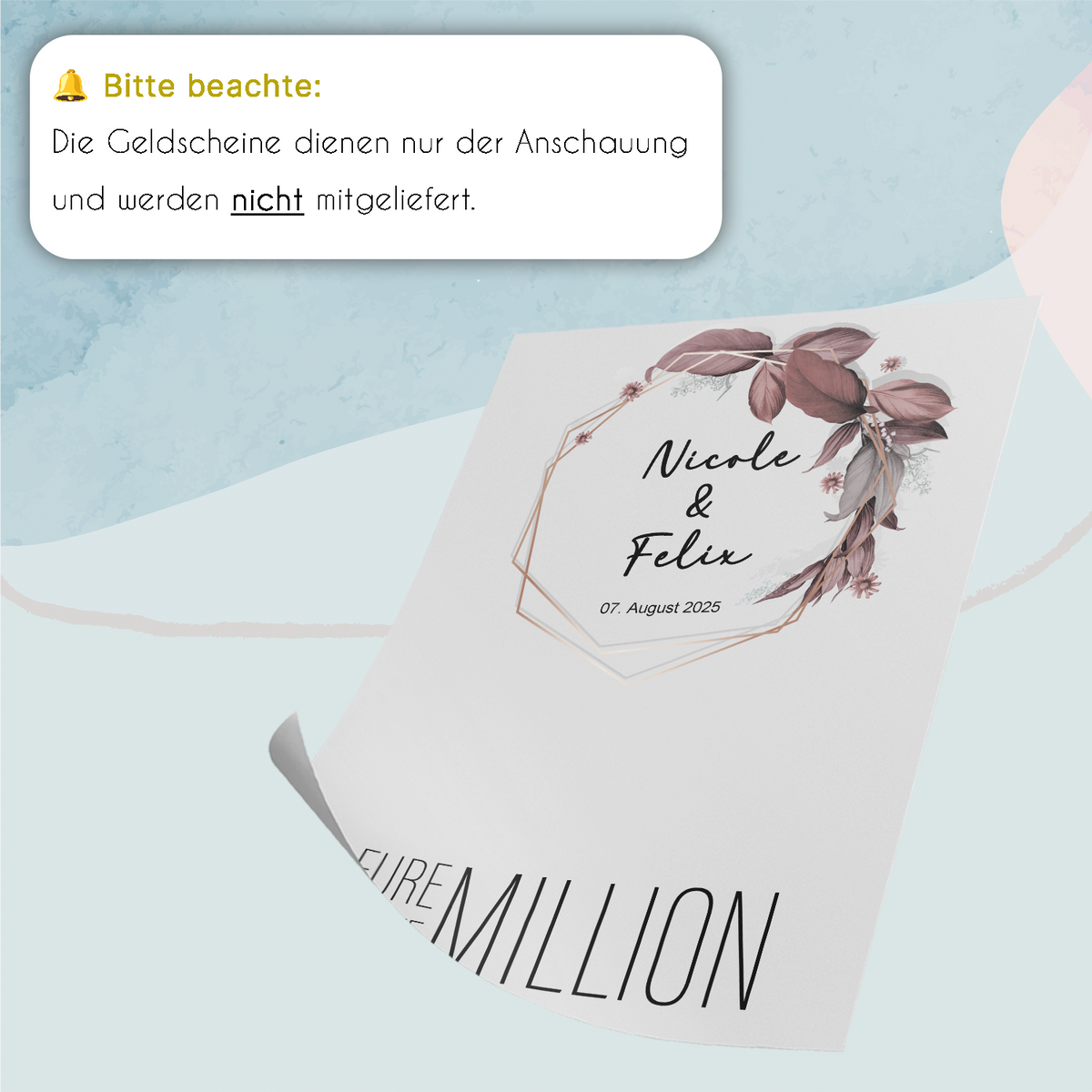 Personalisiertes Hochzeitsgeschenk Geldgeschenk Brautpaar Hochzeit Geld