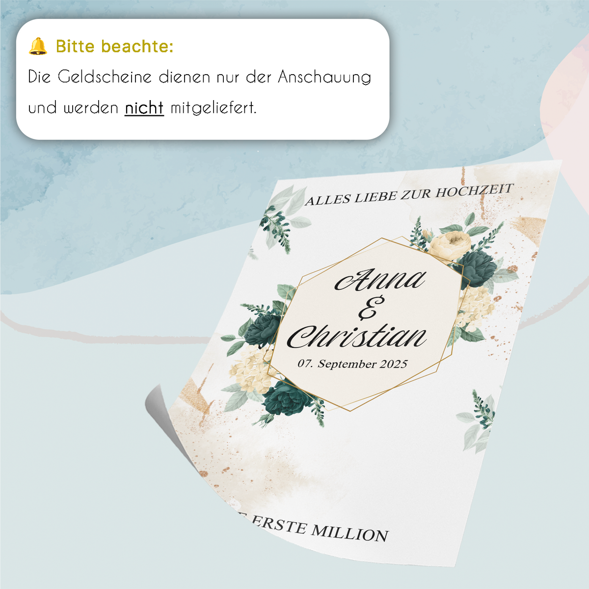 Personalisiertes Hochzeitsgeschenk Geldgeschenk für Brautpaar Hochzeit Geld verschenken