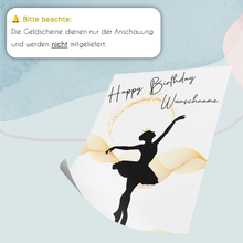 Laden Sie das Bild in den Galerie-Viewer, 20. Geburtstag Geldgeschenk Personalisiert Frauen Freundin Geld Ballerina Geburtstagskarte Ballett
