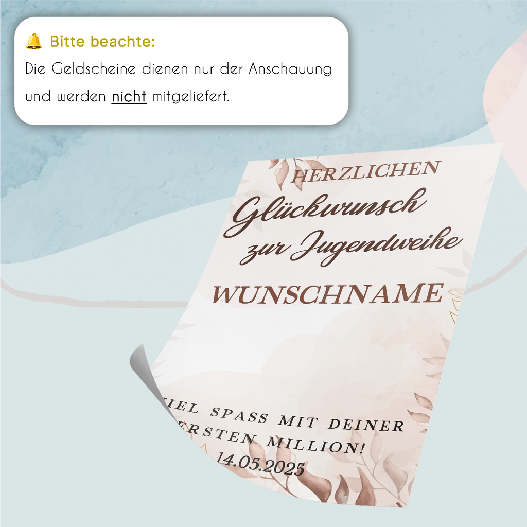 Jugendweihe Geldgeschenk Personalisiert Geschenkidee Jugendweihe