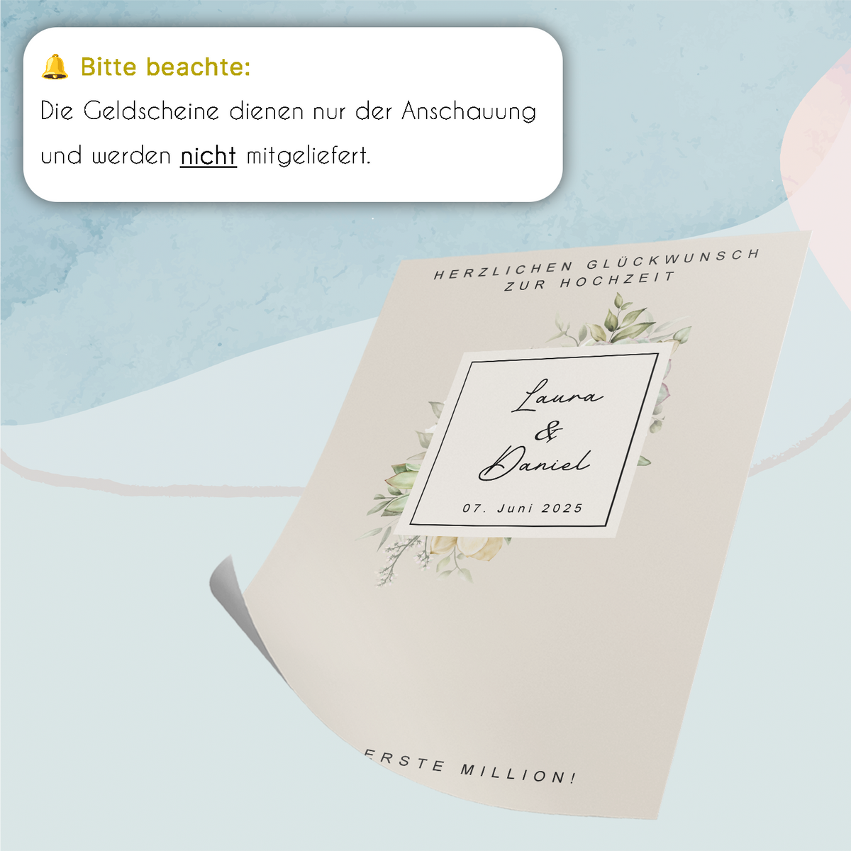 Personalisiertes Hochzeitsgeschenk Geldgeschenk Brautpaar Hochzeit Geld
