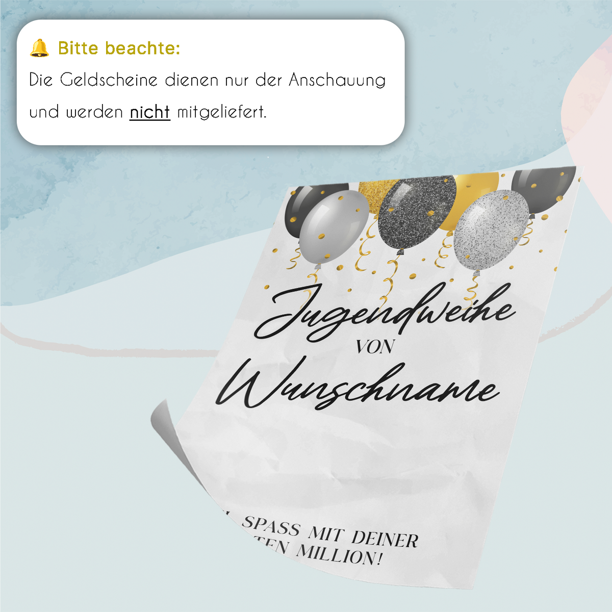 Personalisiertes Geldgeschenk zur Jugendweihe Geschenkidee Jugendweihe Karte