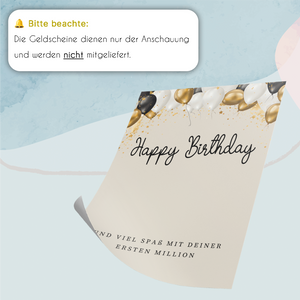 Geldgeschenk Geburtstag - erste Million - Lustiges Geburtstagsgeschenk Mann Frau Witzige Geschenkidee Geld kreativ verschenken