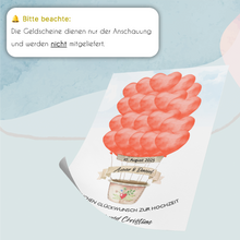 Laden Sie das Bild in den Galerie-Viewer, Personalisiertes Geldgeschenk Hochzeit Heißluftballon Hochzeitsgeschenk personalisierbar
