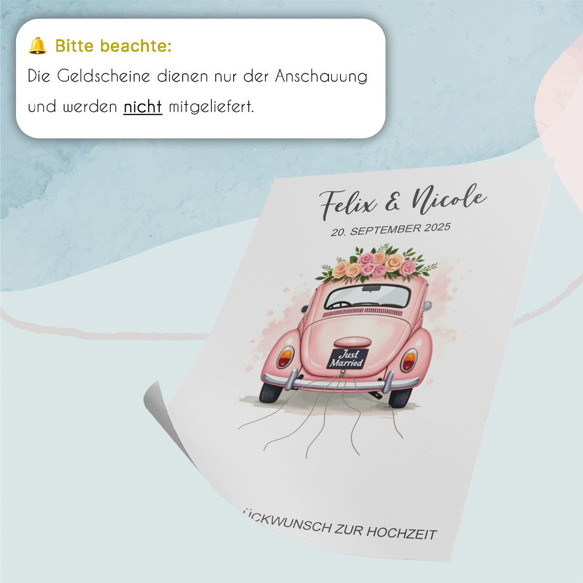 Hochzeitsgeschenk Personalisiert Geldgeschenk Hochzeitsauto Brautpaar Hochzeit personalisierbar