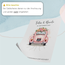 Laden Sie das Bild in den Galerie-Viewer, Hochzeitsgeschenk Personalisiert Geldgeschenk Hochzeitsauto Brautpaar Hochzeit personalisierbar
