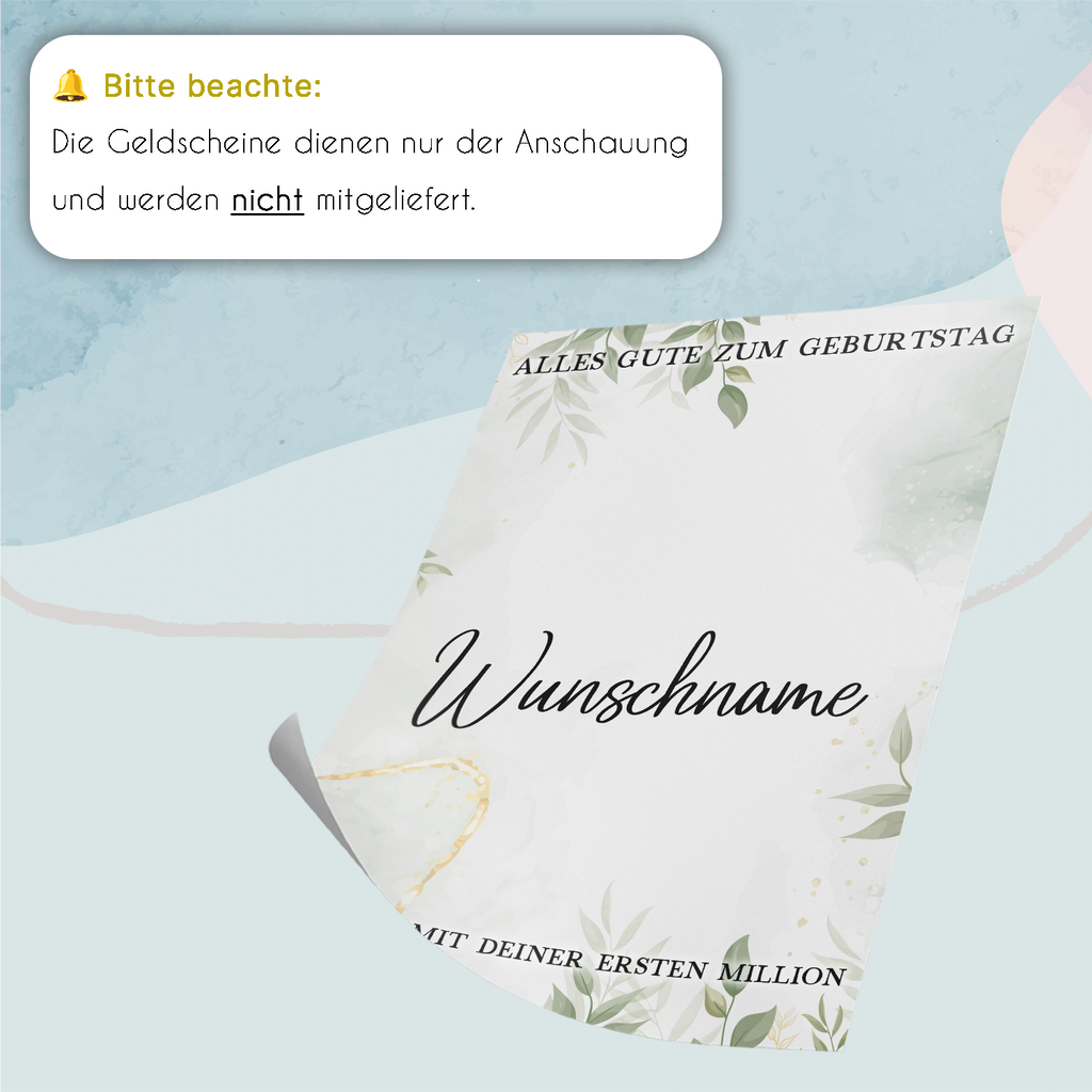 Personalisiertes Geldgeschenk zum 14. Geburtstag Frauen Männer Geburtstagsgeschenk Geld Geschenkidee personalisierbar