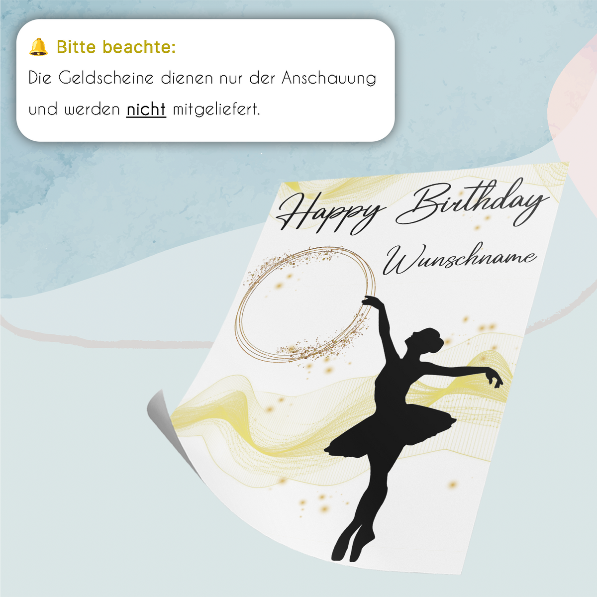 15. Geburtstag Geldgeschenk Personalisiert Frauen Freundin Geschenk Ballerina personalisierbar Geburtstagskarte Ballett
