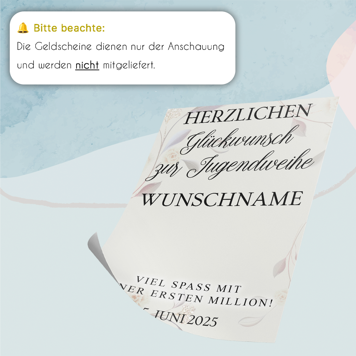 Jugendweihe Geldgeschenk Personalisiert Geschenkidee