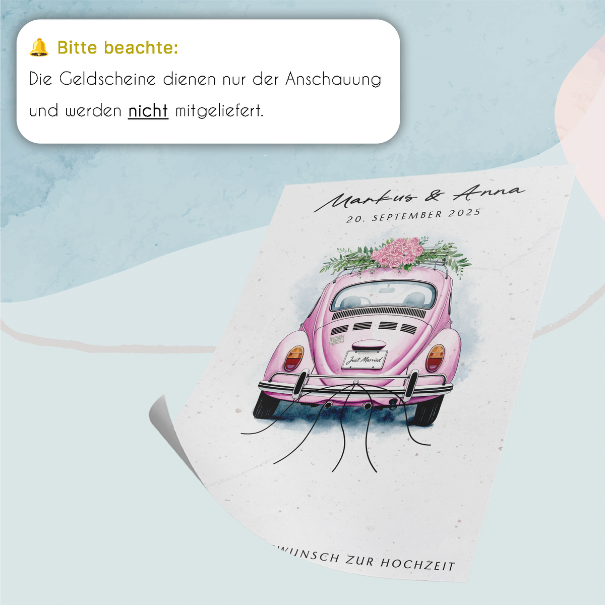 Hochzeitsgeschenk Personalisiert Geldgeschenk Hochzeitsauto Brautpaar Hochzeit Geschenk personalisierbar