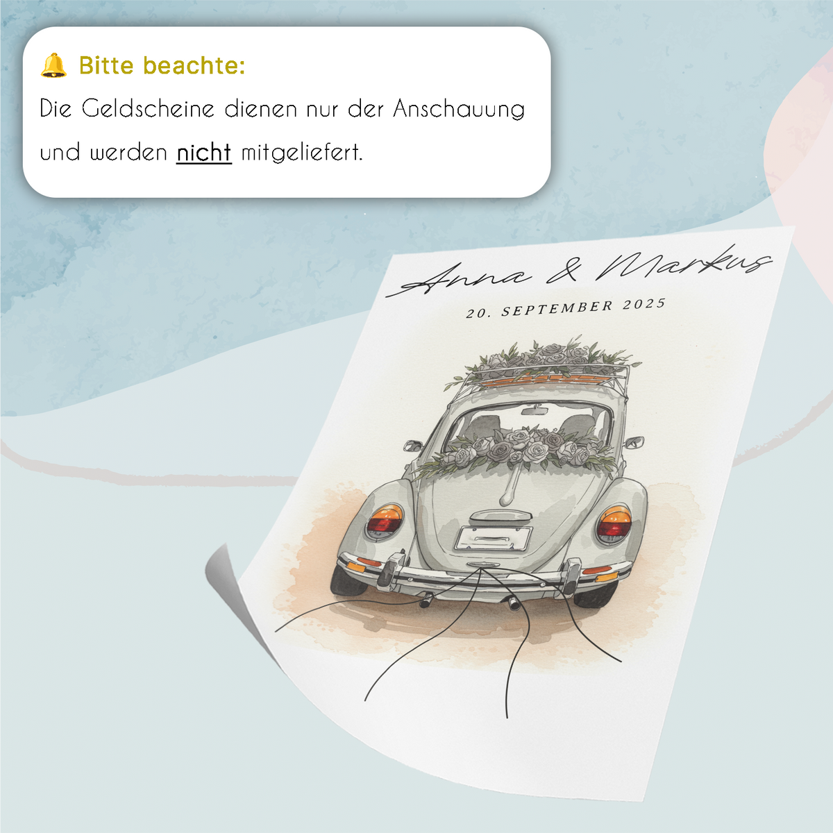 Hochzeit Personalisiertes Geldgeschenk Hochzeitsauto Hochzeitsgeschenk personalisierbar Brautpaar
