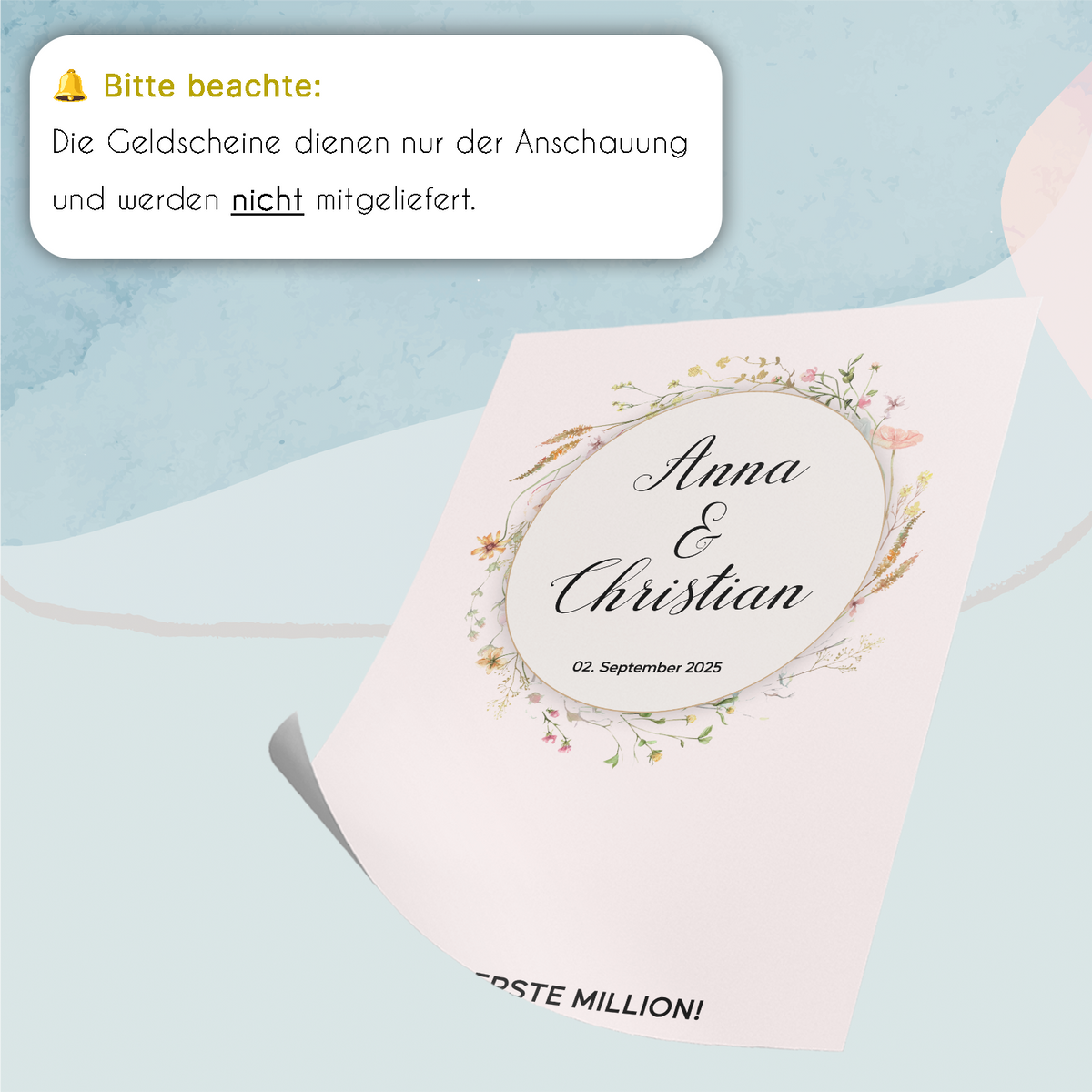 Personalisiertes Hochzeitsgeschenk Geldgeschenk Brautpaar Hochzeit