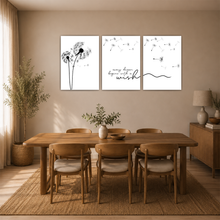 Laden Sie das Bild in den Galerie-Viewer, Löwenzahn Poster 3er Set Schwarz Weiß Modern Wandbilder Wohnzimmer
