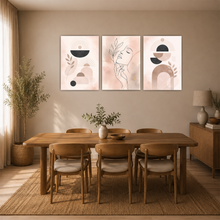 Laden Sie das Bild in den Galerie-Viewer, Frau Line Art Poster 3er Set Boho Beige Abstrakte Wandbilder
