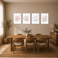 Laden Sie das Bild in den Galerie-Viewer, Blumen Poster 4er Set Aquarell Rosen Pastell Botanische Wandbilder

