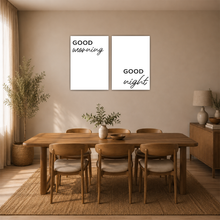 Laden Sie das Bild in den Galerie-Viewer, Good Morning Good Night Poster Set Schlafzimmer Wandbilder Modern
