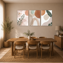 Laden Sie das Bild in den Galerie-Viewer, Boho Poster 3er Set Beige Terrakotta Botanisch Abstrakte Wandbilder
