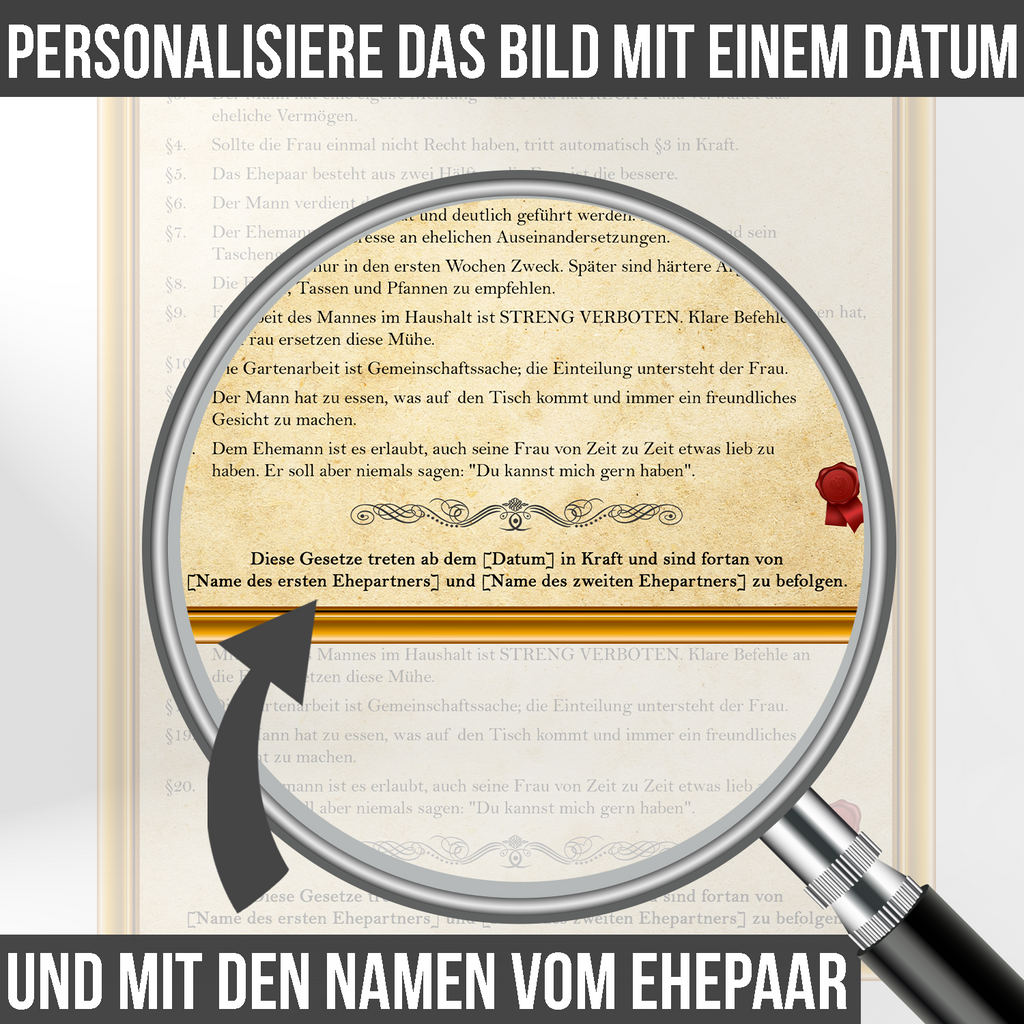 Personalisiertes Hochzeitsgeschenk Ehegesetz Poster lustiges Geschenk zur Hochzeit Karte Ehepaar Geschenkidee Hochzeitstag