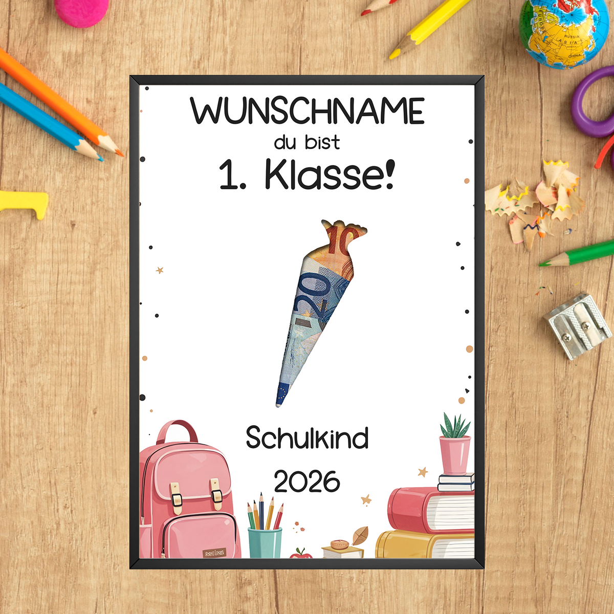 Personalisiertes Geldgeschenk zum Schulanfang Schultüte 1. Klasse Schulkind