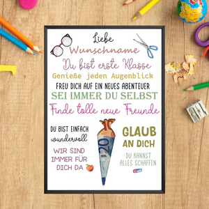 Personalisiertes Geschenk zur Einschulung Mädchen Schulanfang Schultüte
