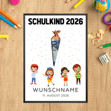 Laden Sie das Bild in den Galerie-Viewer, Personalisiertes Geldgeschenk Einschulung Karte Schulanfang Schultüte
