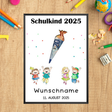 Laden Sie das Bild in den Galerie-Viewer, Einschulung Geldgeschenk Personalisiert Karte Schulanfang Schultüte
