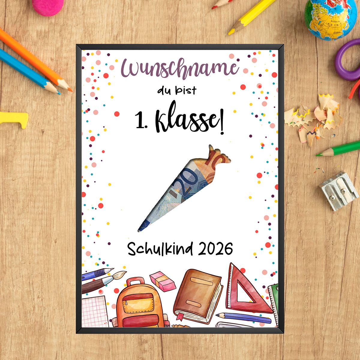Personalisiertes Geldgeschenk Schulanfang Schultüte 1. Klasse Schulkind