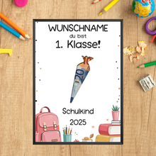 Laden Sie das Bild in den Galerie-Viewer, Personalisiertes Geldgeschenk zum Schulanfang Schultüte 1. Klasse Schulkind
