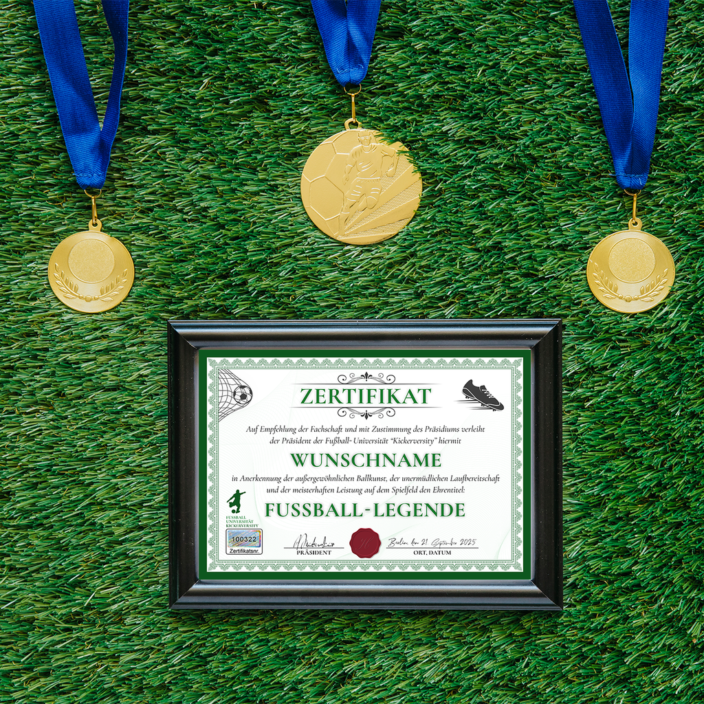Fußball Urkunde personalisiert – Lustiges Geschenk für Fußballspieler Fußballer Geschenkidee Auszeichnung Turnier Fußball Deko