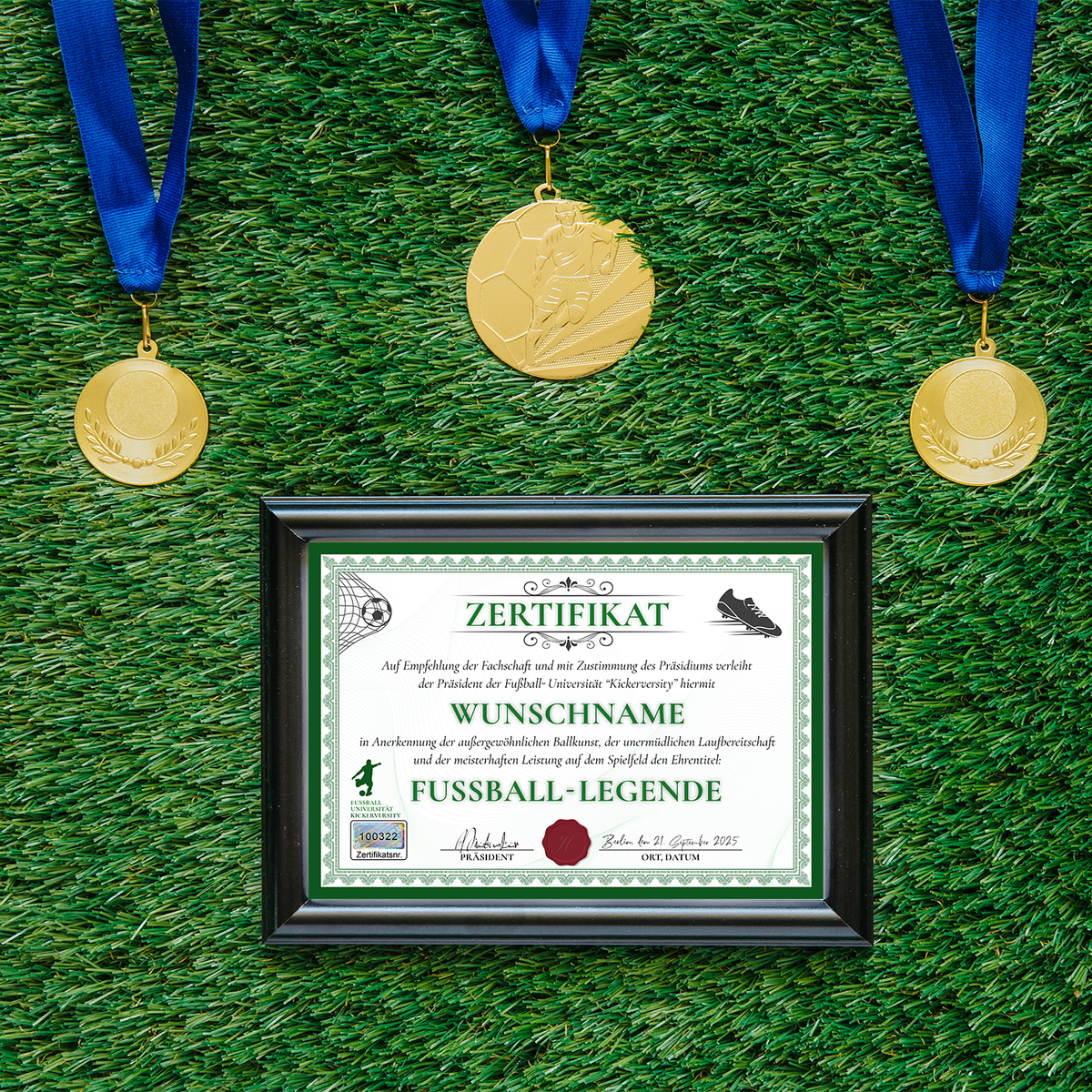 Fußball Urkunde personalisiert – Lustiges Geschenk für Fußballspieler Fußballer Geschenkidee Auszeichnung Turnier Fußball Deko