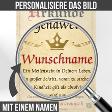 Laden Sie das Bild in den Galerie-Viewer, Jugendweihe Urkunde personalisiertes Geschenk zur Jugendweihe Jugendlicher Spruch Jugendweihe Karte Deko
