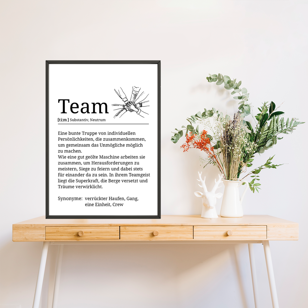 Team Definition Poster Mitarbeiter Geschenk Kollegen