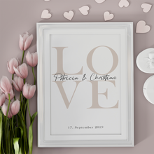 Laden Sie das Bild in den Galerie-Viewer, LOVE Partner Poster Personalisiert Namen &amp; Datum Jahrestag Hochzeit Valentinstag Geschenk
