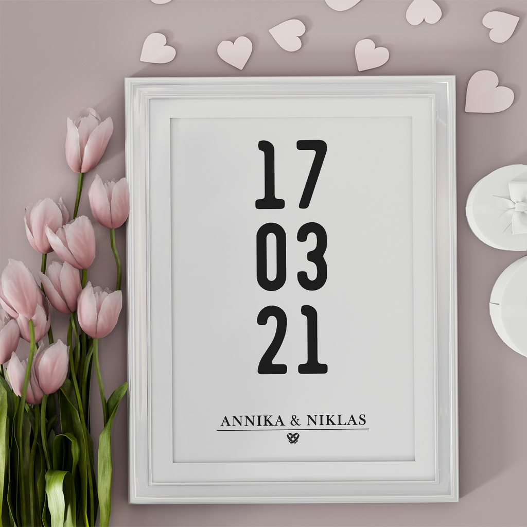 Jahrestag Partner Poster Personalisiert Datum Namen | Geschenk zur Hochzeit Paare Verlobte