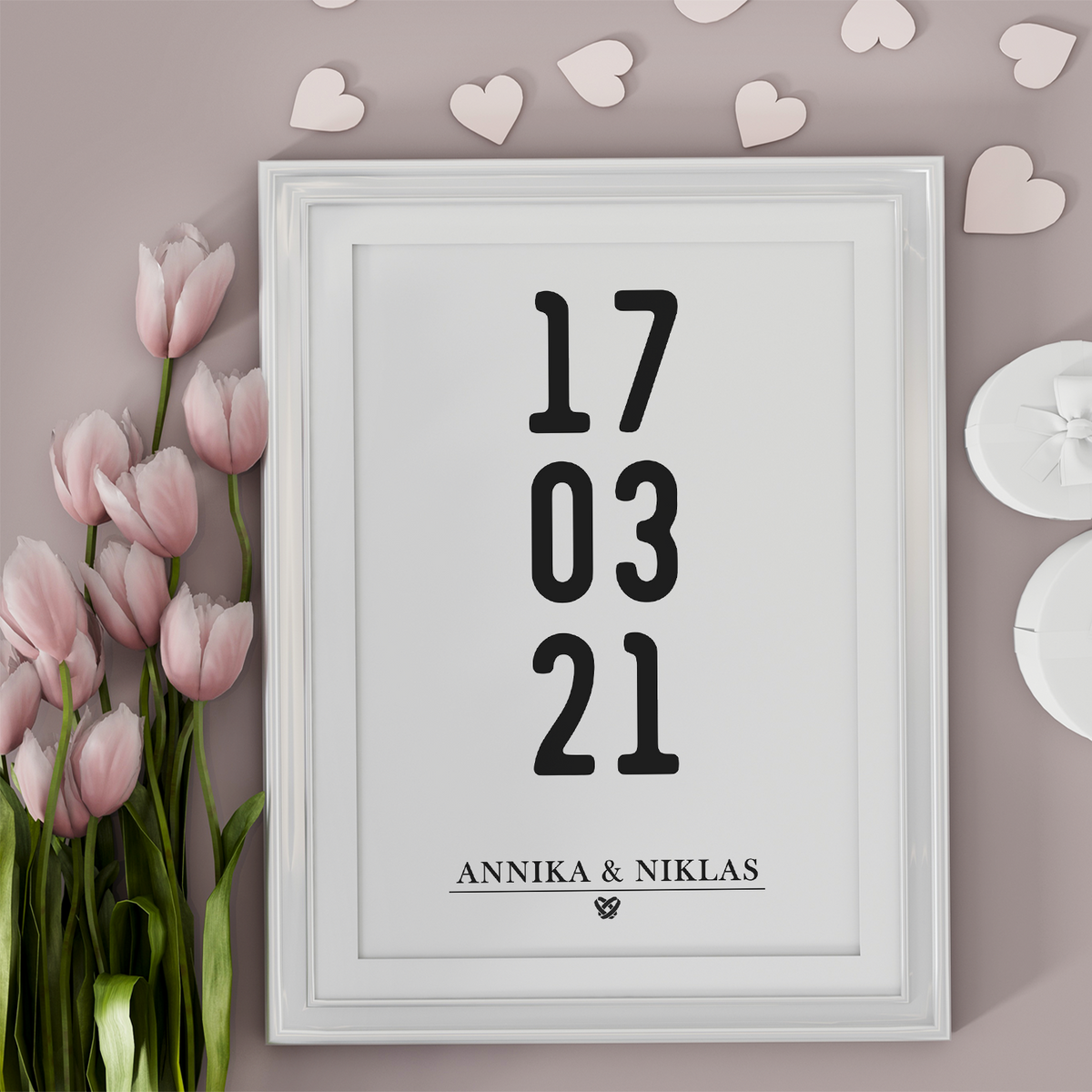 Jahrestag Partner Poster Personalisiert Datum Namen | Geschenk zur Hochzeit Paare Verlobte