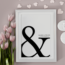 Laden Sie das Bild in den Galerie-Viewer, Personalisiertes Poster für Paare Namen Datum Jahrestag Hochzeit Geschenk Valentinstag
